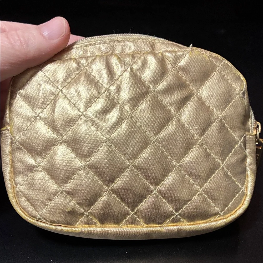 Vintage Gold Quilted cosmetics bag